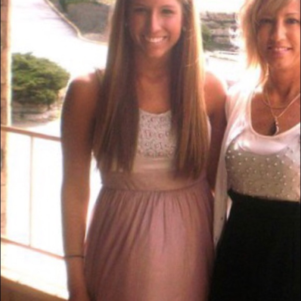 Light pink and silver beaded dress